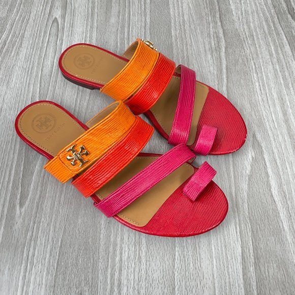 Tory Burch Shoes - Tory Burch Kira Toe Ring Sandals Dark Azalea Multi